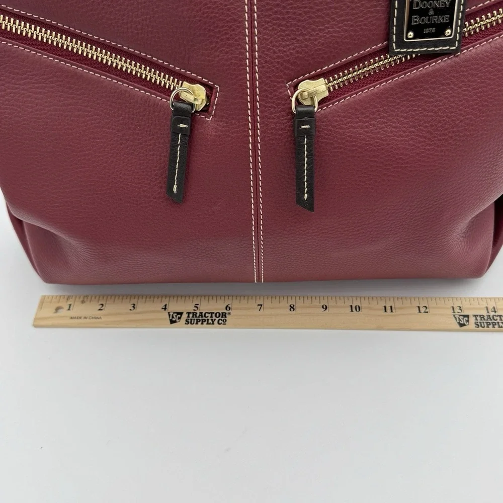 Dooney & Bourke Purse Red Pebbled‎ Leather w/ Black Handles Includes Dust Bag